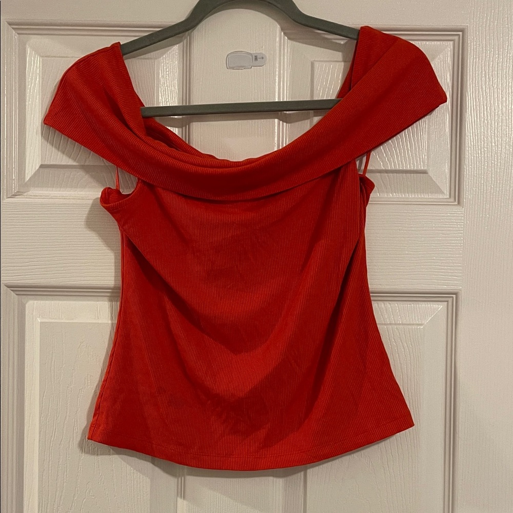 Express Vibrant Red Off-Shoulder Blouse